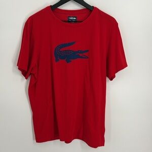 Lacoste Sport Ultra Dry Short Sleeve Cotton Blend T Shirt in Red - Size XL